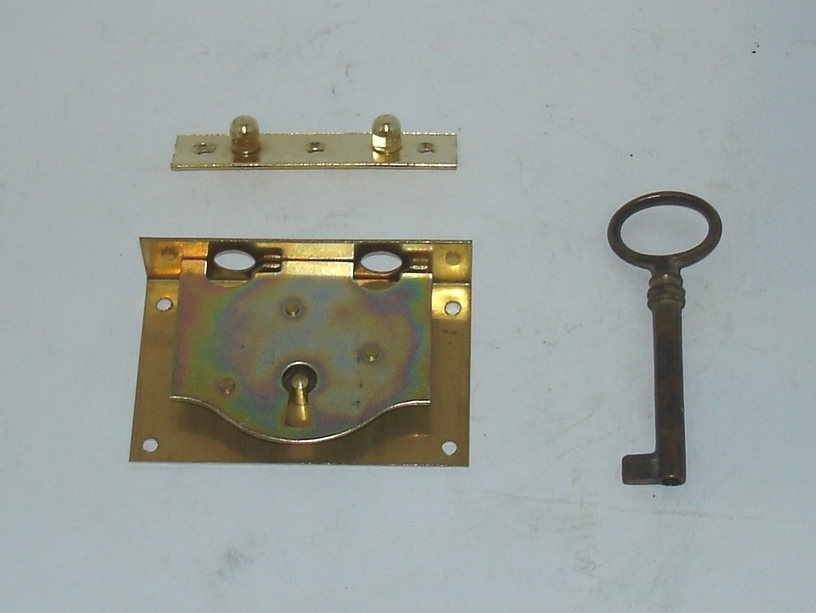Hinterschloß Eisen Bronzefarben Dornmaß 25 mm Schloss mit Schlüssel antik Retro 
